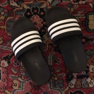 Adidas black and white flip flop sandals size 13